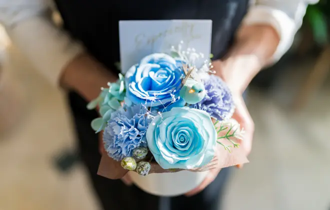 ソープフラワー、お店で作成しています